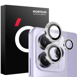 For Xiaomi Redmi Note 14 5G NORTHJO Camera Lens Protector CD Metal Ring Tempered Glass Film(Silver)