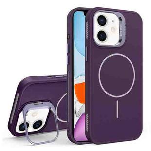 For iPhone 11 Organic Silicone Lens Holder MagSafe Phone Case(Purple)