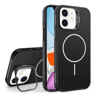 For iPhone 11 Organic Silicone Lens Holder MagSafe Phone Case(Black)