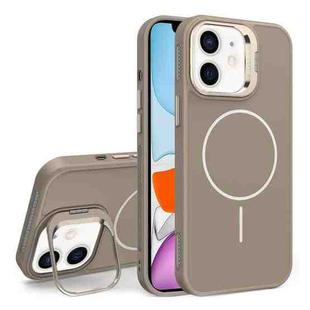 For iPhone 11 Organic Silicone Lens Holder MagSafe Phone Case(Desert Gold)