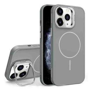 For iPhone 11 Pro Max Organic Silicone Lens Holder MagSafe Phone Case(Grey)