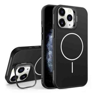 For iPhone 11 Pro Max Organic Silicone Lens Holder MagSafe Phone Case(Black)