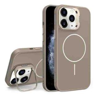For iPhone 11 Pro Max Organic Silicone Lens Holder MagSafe Phone Case(Desert Gold)