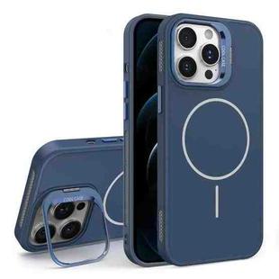 For iPhone 12 Pro Organic Silicone Lens Holder MagSafe Phone Case(Blue)