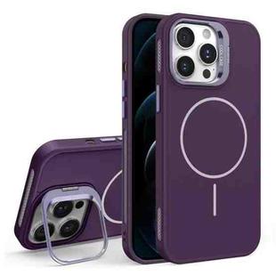 For iPhone 12 Pro  Max Organic Silicone Lens Holder MagSafe Phone Case(Purple)