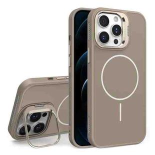 For iPhone 12 Pro  Max Organic Silicone Lens Holder MagSafe Phone Case(Desert Gold)
