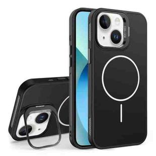 For iPhone 13 Organic Silicone Lens Holder MagSafe Phone Case(Black)