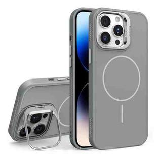For iPhone 14 Pro Organic Silicone Lens Holder MagSafe Phone Case(Grey)