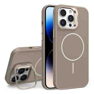 For iPhone 14 Pro Organic Silicone Lens Holder MagSafe Phone Case(Desert Gold)