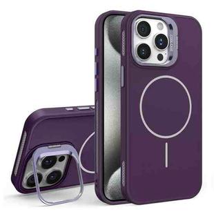 For iPhone 15 Pro Max Organic Silicone Lens Holder MagSafe Phone Case(Purple)