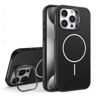For iPhone 15 Pro Max Organic Silicone Lens Holder MagSafe Phone Case(Black)