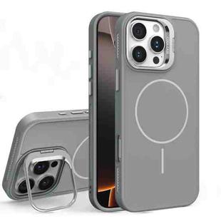 For iPhone 16 Pro Max Organic Silicone Lens Holder MagSafe Phone Case(Grey)