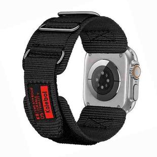 For Apple Watch 42mm / 41mm / 40mm / 38mm Kalebol Hook and Tri-Loop Nylon Watch Band(Black)