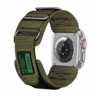 For Apple Watch 42mm / 41mm / 40mm / 38mm Kalebol Hook and Tri-Loop Nylon Watch Band(Army Green)