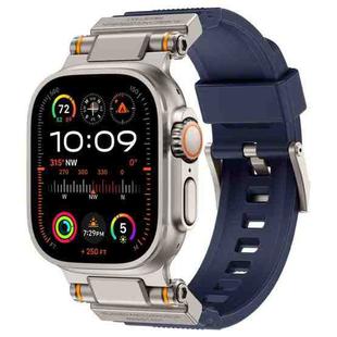 For Apple Watch 42 / 44 / 45 / 46 / 49mm Metal Connector Explorer Silicone Watch Band(Titanium Blue)