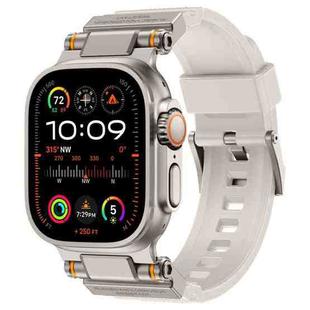 For Apple Watch 42 / 44 / 45 / 46 / 49mm Metal Connector Explorer Silicone Watch Band(Titanium Starlight)