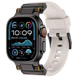 For Apple Watch 42 / 44 / 45 / 46 / 49mm Metal Connector Explorer Silicone Watch Band(Black Starlight)