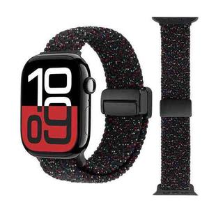 For Apple Watch 46mm / 49mm / 45mm / 44mm Magnetic Buckle Loop Woven Watch Band(Starlight Black)