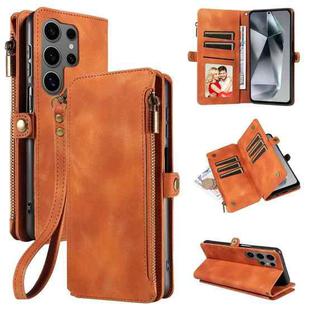For Samsung Galaxy S25 Ultra 5G Fantasy Multifunctional Zipper Wallet Leather Phone Case(Brown)