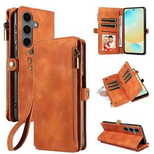 For Samsung Galaxy S24 FE 5G Fantasy Multifunctional Zipper Wallet Leather Phone Case(Brown)