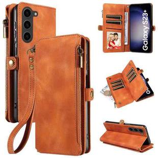 For Samsung Galaxy S23+ 5G Fantasy Multifunctional Zipper Wallet Leather Phone Case(Brown)