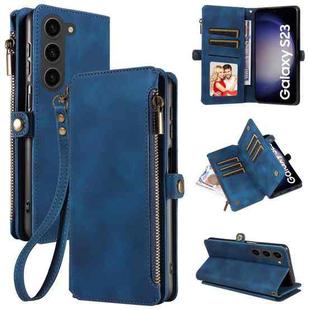 For Samsung Galaxy S23 5G Fantasy Multifunctional Zipper Wallet Leather Phone Case(Blue)