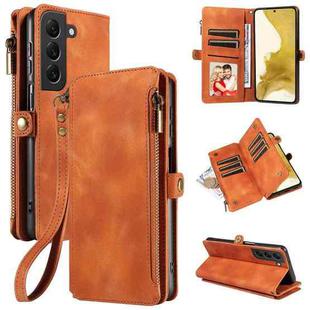 For Samsung Galaxy S22 Ultra 5G Fantasy Multifunctional Zipper Wallet Leather Phone Case(Brown)