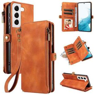 For Samsung Galaxy S22 5G Fantasy Multifunctional Zipper Wallet Leather Phone Case(Brown)
