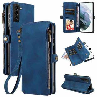 For Samsung Galaxy S21+ 5G Fantasy Multifunctional Zipper Wallet Leather Phone Case(Blue)