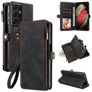 For Samsung Galaxy S21 Ultra 5G Fantasy Multifunctional Zipper Wallet Leather Phone Case(Black)