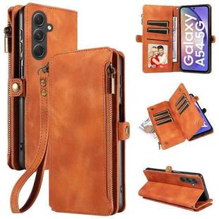 For Samsung Galaxy A54 Fantasy Multifunctional Zipper Wallet Leather Phone Case(Brown)