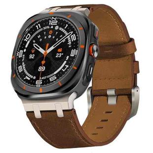 For Samsung Galaxy Watch Ultra 47mm Crazy Horse Leather Watch Band(Black+Titanium)