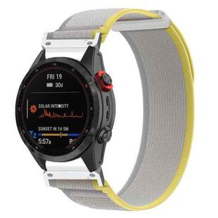 For Gamin 22mm Titanite Quick Release Loop Nylon Watch Band(Beige+White)