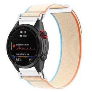 For Gamin 26mm Titanite Quick Release Loop Nylon Watch Band(Cream+White)
