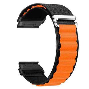 For Gamin 22mm Quick Release Nylon Watch Band(Black Orange)