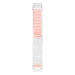 For Gamin 26mm Quick Release Nylon Watch Band(White Pink)