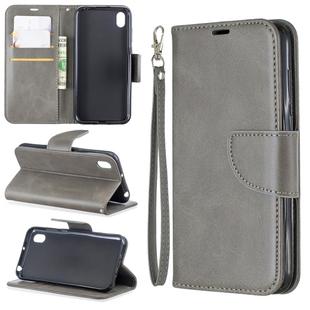 Retro Lambskin Texture Pure Color Horizontal Flip PU Leather Case for Huawei Y5 2019 & Honor 8s, with Holder & Card Slots & Wallet & Lanyard(Grey)