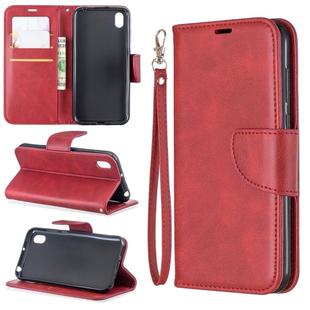 Retro Lambskin Texture Pure Color Horizontal Flip PU Leather Case for Huawei Y5 2019 & Honor 8s, with Holder & Card Slots & Wallet & Lanyard(Red)
