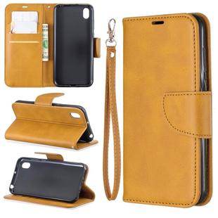 Retro Lambskin Texture Pure Color Horizontal Flip PU Leather Case for Huawei Y5 2019 & Honor 8s, with Holder & Card Slots & Wallet & Lanyard(Yellow)