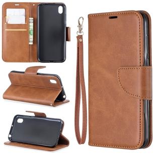 Retro Lambskin Texture Pure Color Horizontal Flip PU Leather Case for Huawei Y5 2019 & Honor 8s, with Holder & Card Slots & Wallet & Lanyard(Brown)