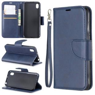 Retro Lambskin Texture Pure Color Horizontal Flip PU Leather Case for Huawei Y5 2019 & Honor 8s, with Holder & Card Slots & Wallet & Lanyard(Blue)