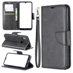 Retro Lambskin Texture Pure Color Horizontal Flip PU Leather Case for for Huawei Y6 2019 & Y6 Pro 2019, with Holder & Card Slots & Wallet & Lanyard(Black)