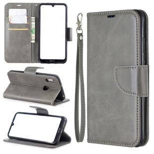 Retro Lambskin Texture Pure Color Horizontal Flip PU Leather Case for for Huawei Y6 2019 & Y6 Pro 2019, with Holder & Card Slots & Wallet & Lanyard(Grey)
