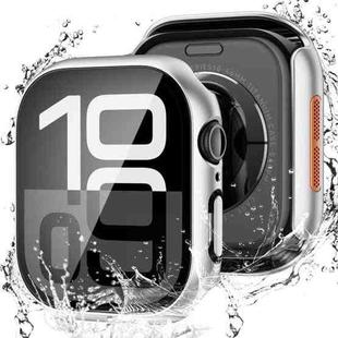 For Apple Watch Series 45mm Tempered Film Integrated PC Watch Protective Case(Silver)