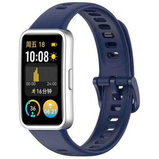 For Huawei Band 10 / 9 / 8 Metal Head Black Nail Button Glossy Silicone Watch Band(Dark Blue)