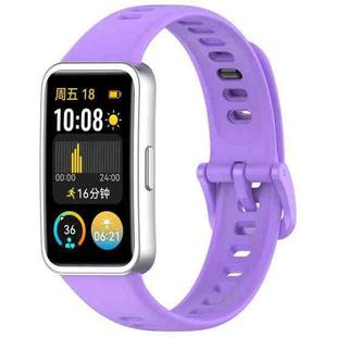 For Huawei Band 10 / 9 / 8 Metal Head Black Nail Button Glossy Silicone Watch Band(Purple)