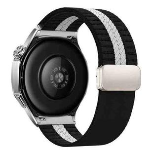 22mm Striped Magnetic Buckle Nylon Watch Band(Black White)