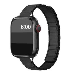 For Apple Watch 46mm / 49mm / 45mm / 44mm Tri-beads I-shaped Slim Magnetic Silicone Watch Band(Black)