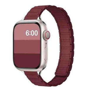 For Apple Watch 46mm / 49mm / 45mm / 44mm Tri-beads I-shaped Slim Magnetic Silicone Watch Band(Burgundy)