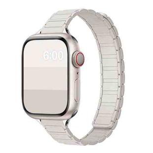 For Apple Watch 46mm / 49mm / 45mm / 44mm Tri-beads I-shaped Slim Magnetic Silicone Watch Band(Starlight)